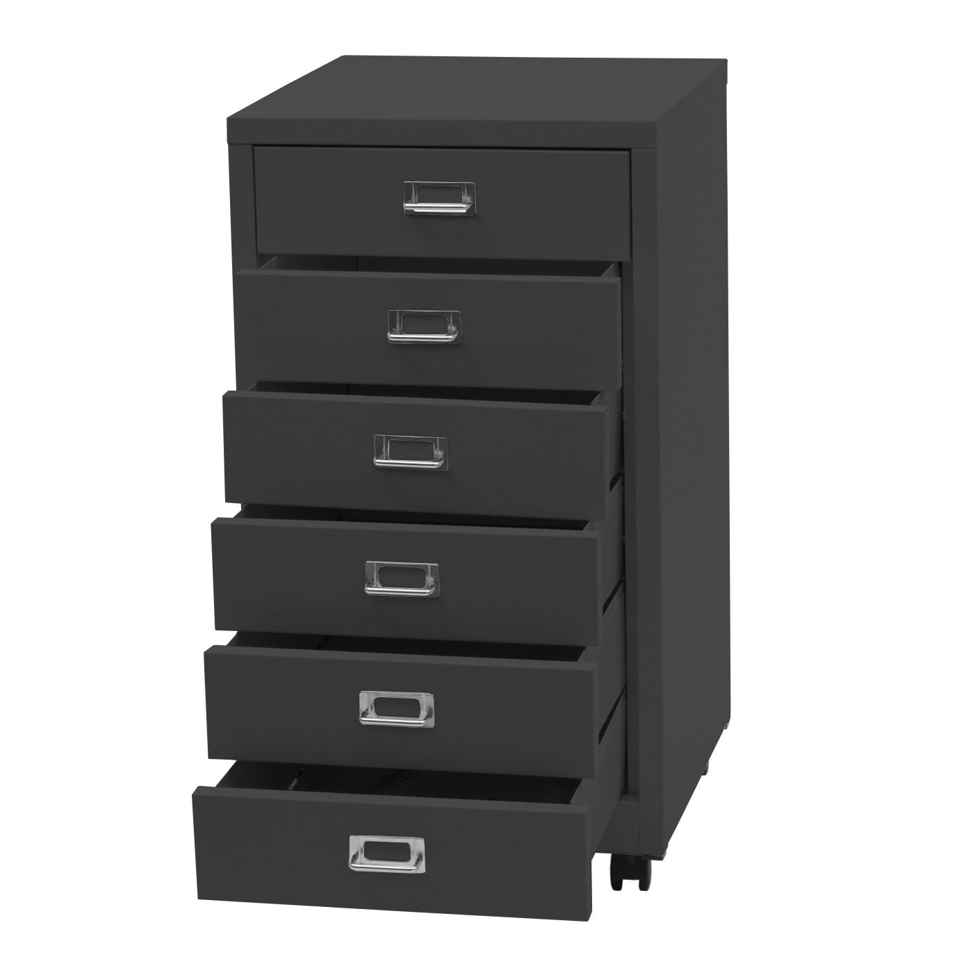 Cosmo Casa - Rolcontainer - Ladekast / Archiefkast - Stalen Kast met 6 Laden - Metaal - Donkergrijs - 75×40×41 cm