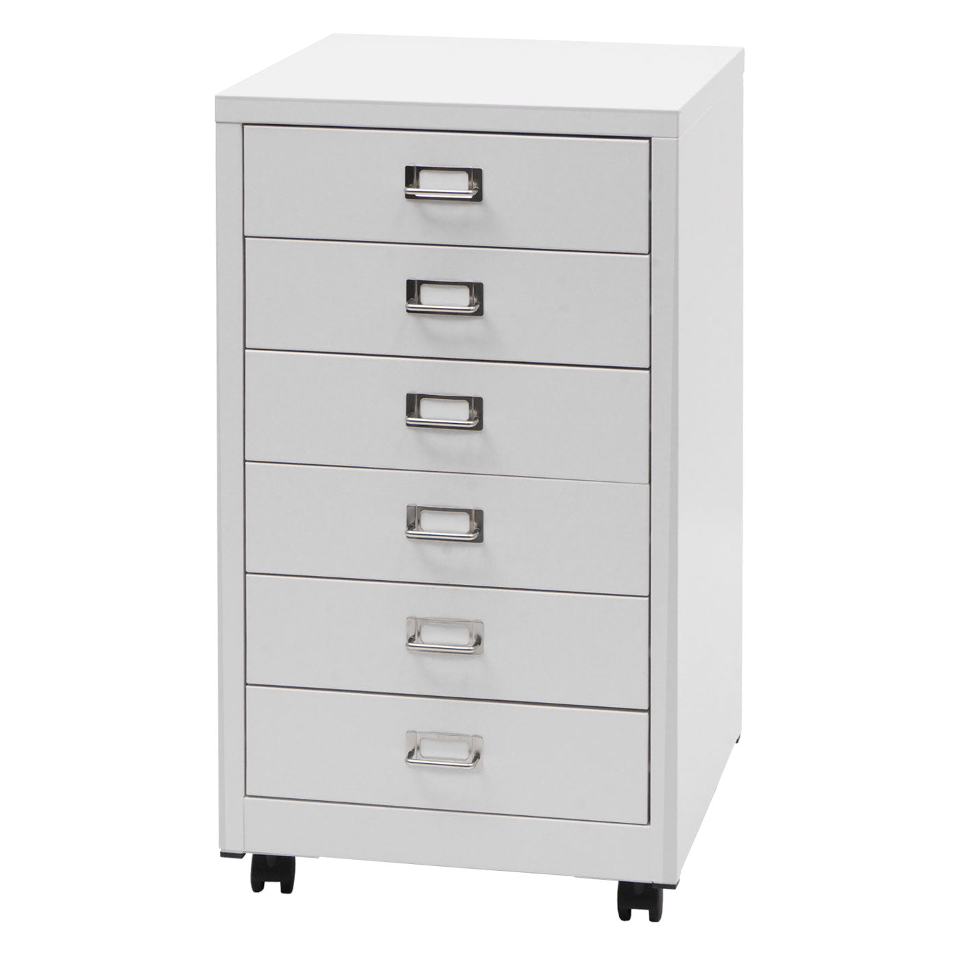 Cosmo Casa - Rolcontainer - Ladekast Archiefkast - Metaal - Wit - 75×40×41 cm (6 laden)