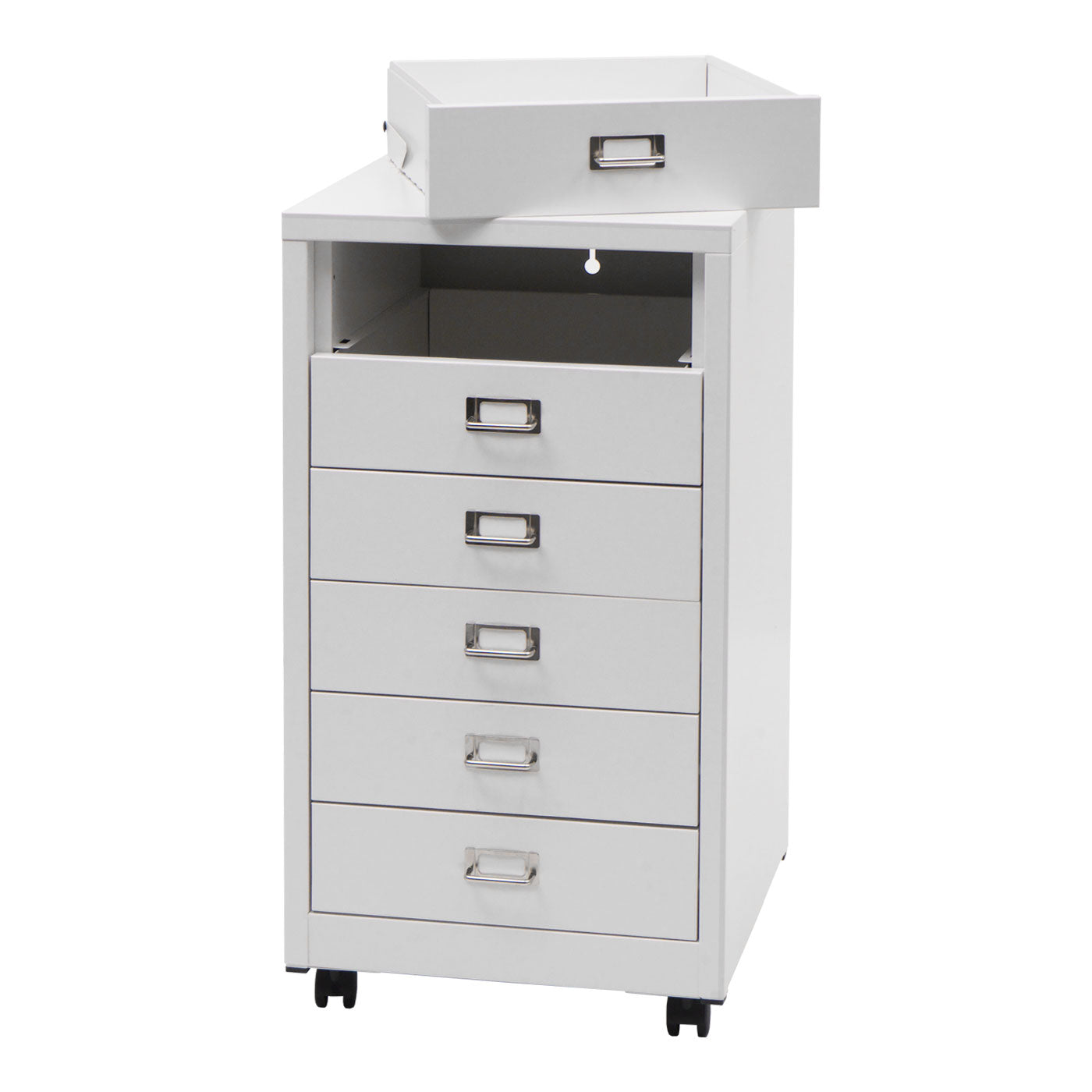 Cosmo Casa - Rolcontainer - Ladekast Archiefkast - Metaal - Wit - 75×40×41 cm (6 laden)