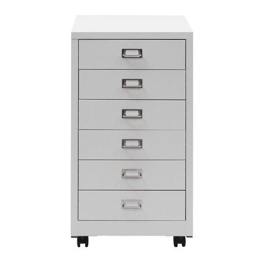 Cosmo Casa - Rolcontainer - Ladekast Archiefkast - Metaal - Wit - 75×40×41 cm (6 laden)