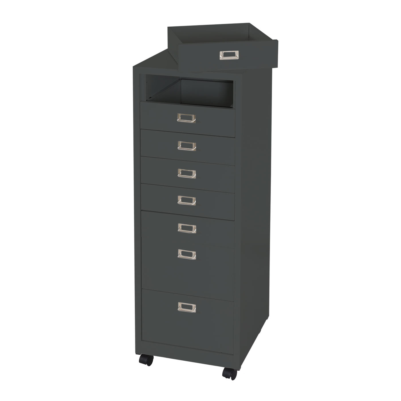 Cosmo Casa - Rolcontainer - Archiefkast - Metaal - Donkergrijs - 115×40×41 cm (8 laden)