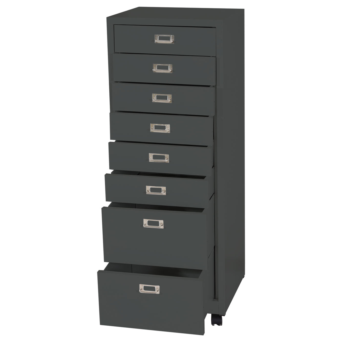 Cosmo Casa - Rolcontainer - Archiefkast - Metaal - Donkergrijs - 115×40×41 cm (8 laden)