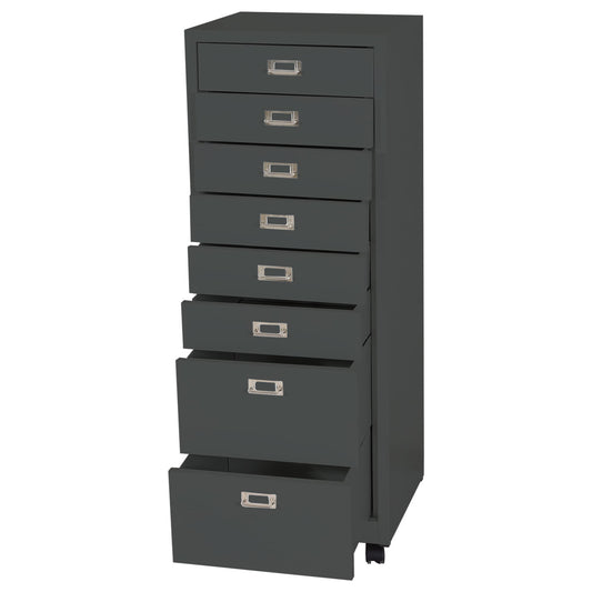 Cosmo Casa - Rolcontainer - Archiefkast - Metaal - Donkergrijs - 115×40×41 cm (8 laden)