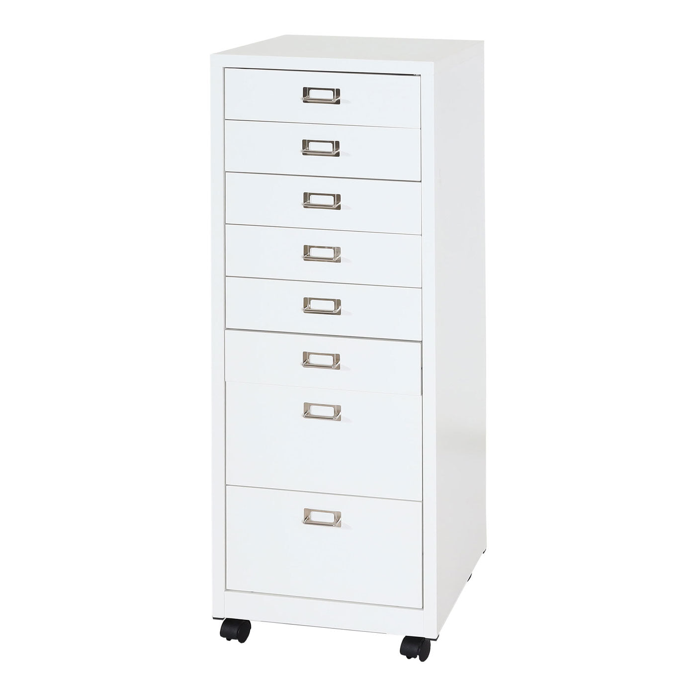 Cosmo Casa - Rolcontainer - Archiefkast - Metaal - Wit - 115×40×41 cm (8 laden)