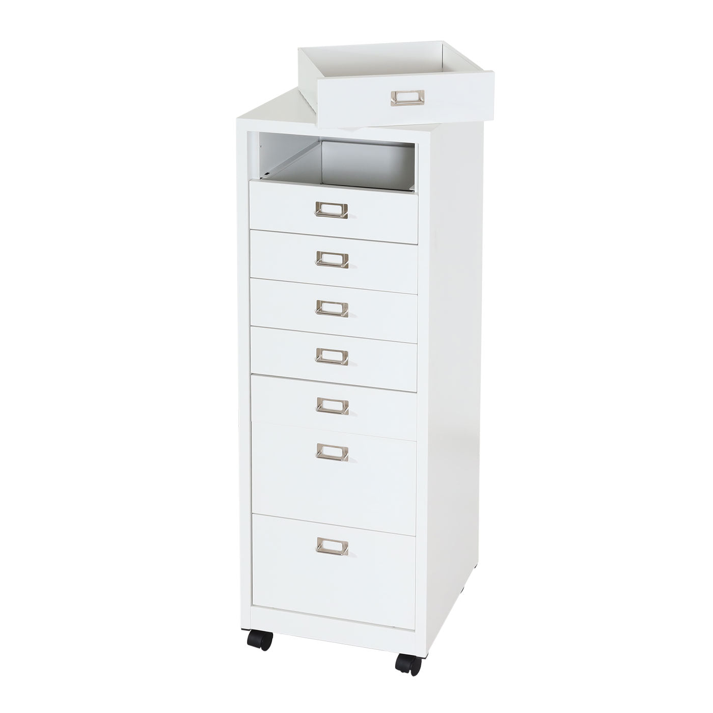 Cosmo Casa - Rolcontainer - Archiefkast - Metaal - Wit - 115×40×41 cm (8 laden)