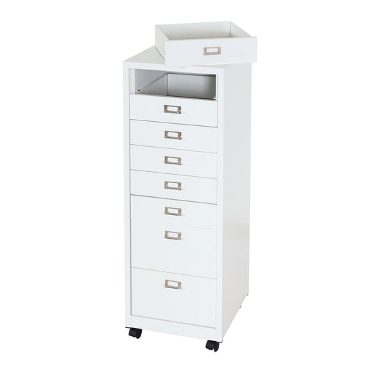 Cosmo Casa - Rolcontainer - Archiefkast - Metaal - Wit - 115×40×41 cm (8 laden)