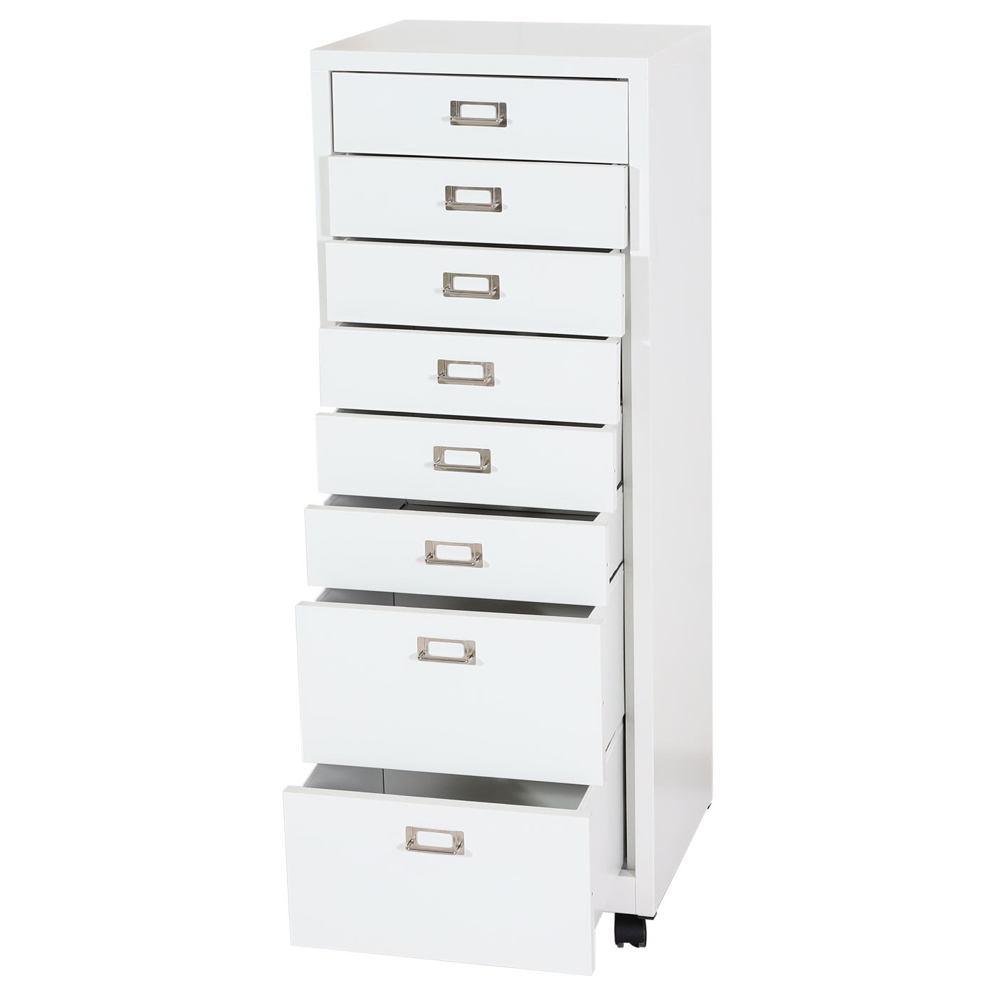 Cosmo Casa - Rolcontainer - Archiefkast - Metaal - Wit - 115×40×41 cm (8 laden)