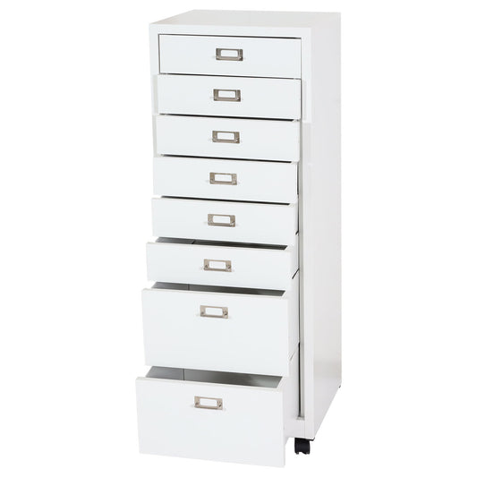 Cosmo Casa - Rolcontainer - Archiefkast - Metaal - Wit - 115×40×41 cm (8 laden)