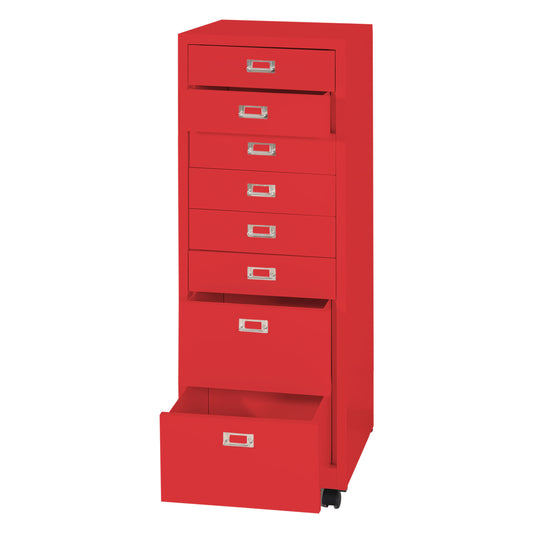 Cosmo Casa - Rolcontainer - Archiefkast - Metaal - Rood - 115×40×41 cm (8 laden)
