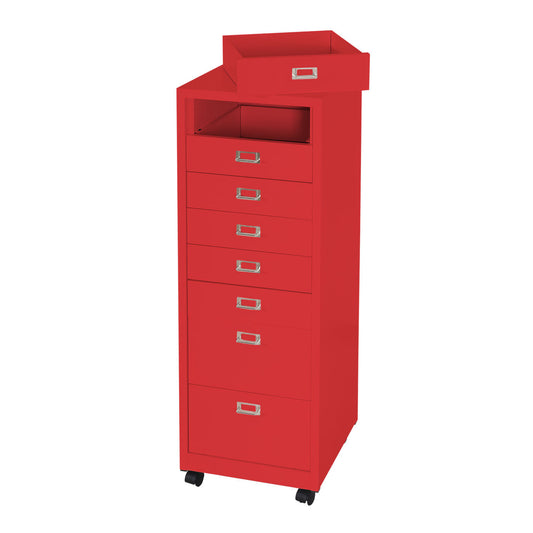 Cosmo Casa - Rolcontainer - Archiefkast - Metaal - Rood - 115×40×41 cm (8 laden)