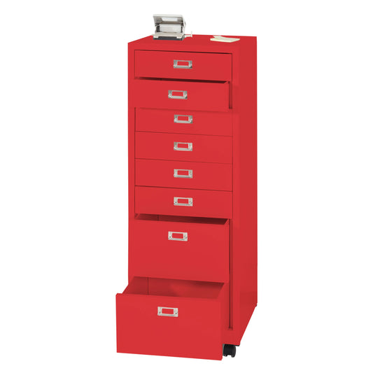 Cosmo Casa - Rolcontainer - Archiefkast - Metaal - Rood - 115×40×41 cm (8 laden)
