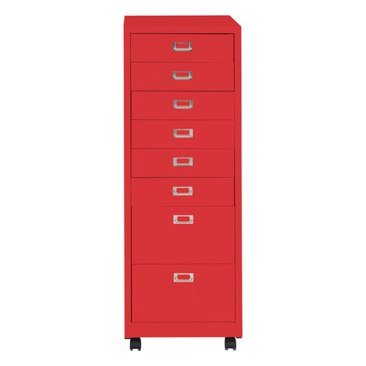 Cosmo Casa - Rolcontainer - Archiefkast - Metaal - Rood - 115×40×41 cm (8 laden)