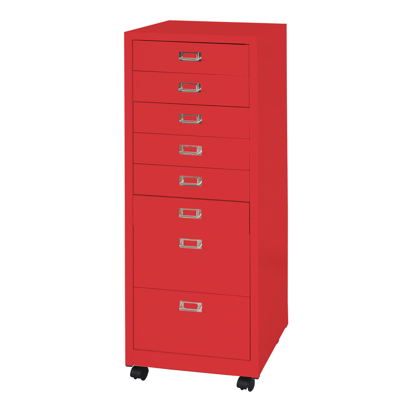 Cosmo Casa - Rolcontainer - Archiefkast - Metaal - Rood - 115×40×41 cm (8 laden)