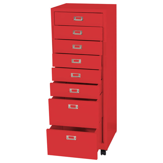 Cosmo Casa - Rolcontainer - Archiefkast - Metaal - Rood - 115×40×41 cm (8 laden)