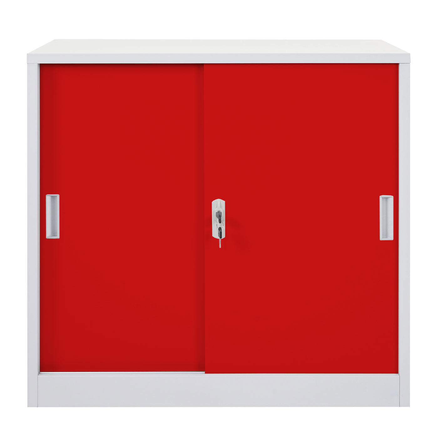 Cosmo Casa - Archiefkast Boston - Stalen Kast met Schuifdeuren - Rood - 90×90×45 cm