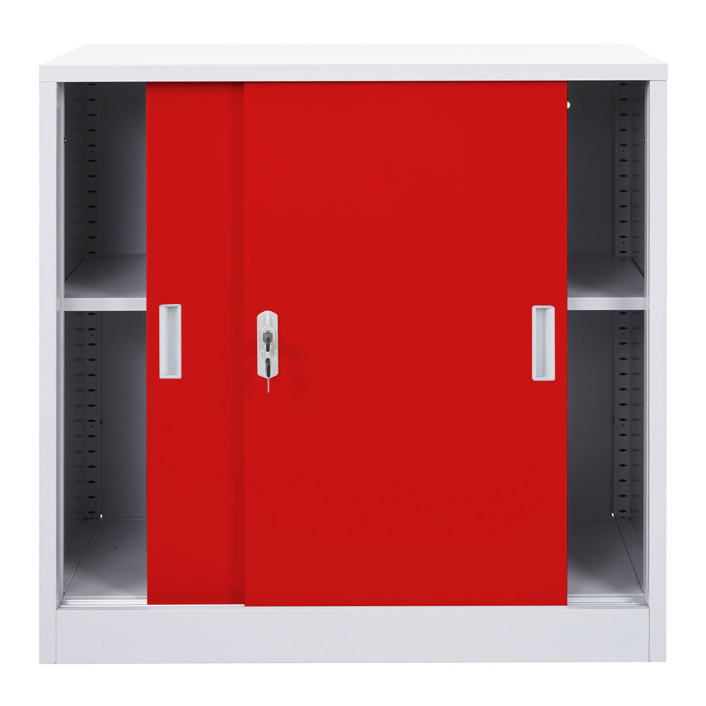 Cosmo Casa - Archiefkast Boston - Stalen Kast met Schuifdeuren - Rood - 90×90×45 cm