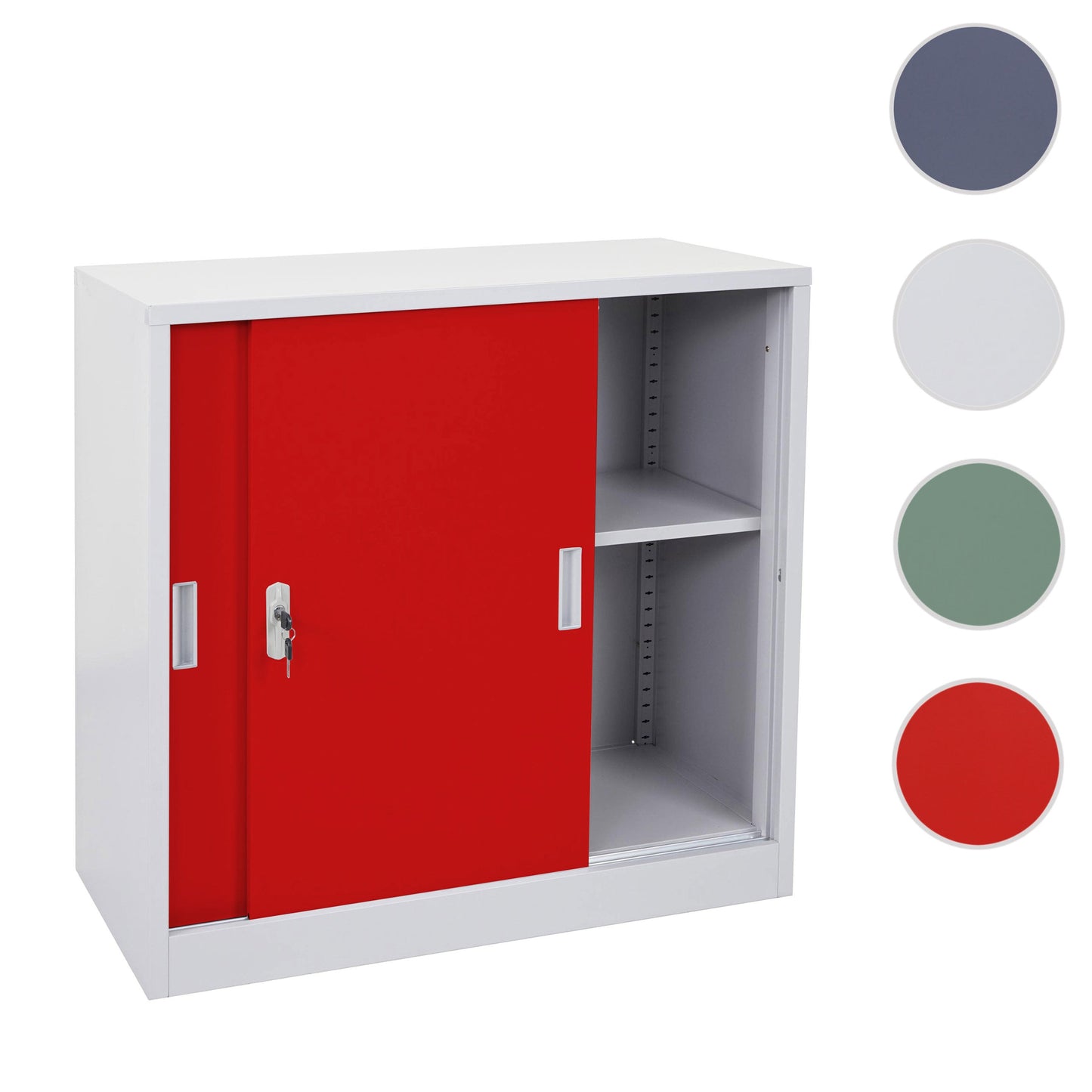 Cosmo Casa - Archiefkast Boston - Stalen Kast met Schuifdeuren - Rood - 90×90×45 cm