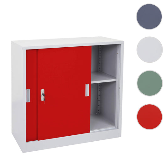 Cosmo Casa - Archiefkast Boston - Stalen Kast met Schuifdeuren - Rood - 90×90×45 cm