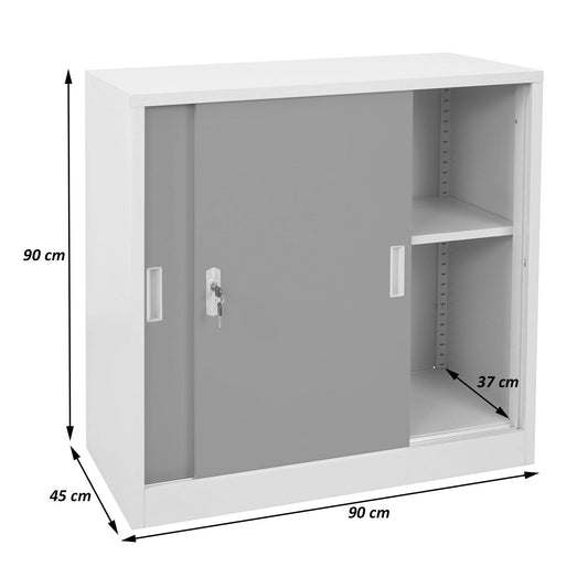 Cosmo Casa - Archiefkast Boston - Stalen Kast met Schuifdeuren - Rood - 90×90×45 cm