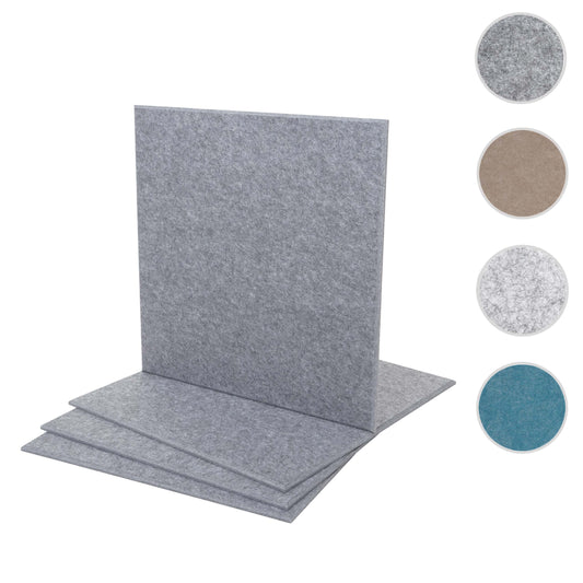 Cosmo Casa - Set van 4 Akoestische Wandpanelen - Geluidsisolatie - Stoftextiel - 50×50 cm - Grijs