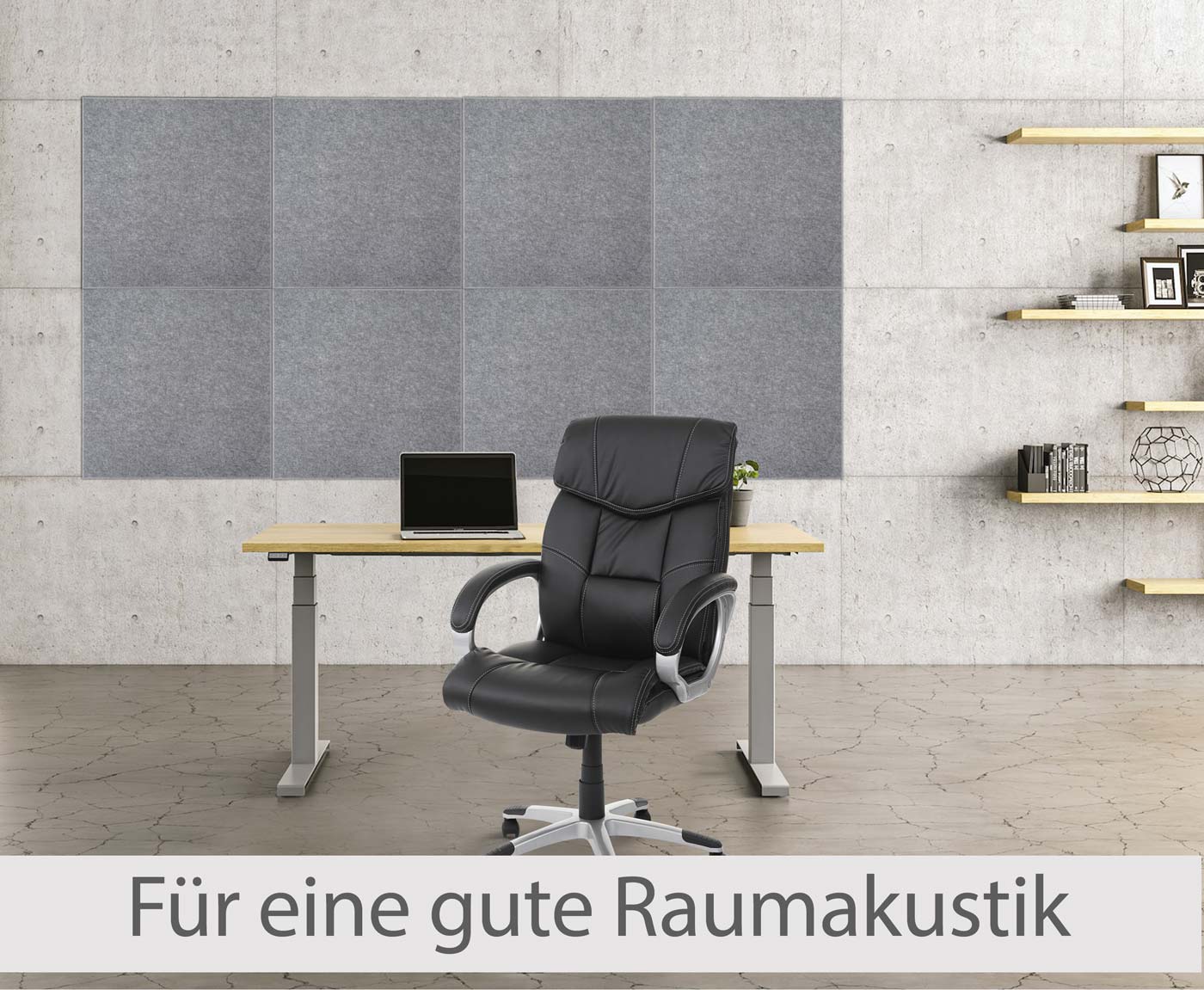 Cosmo Casa - Set van 4 Akoestische Wandpanelen - Geluidsisolatie - Stoftextiel - 50×50 cm - Grijs