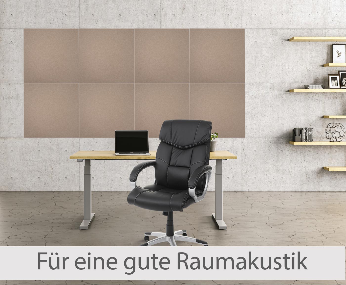 Cosmo Casa - Set van 4 Akoestische Wandpanelen - Geluidsisolatie - Stoftextiel - 50×50 cm - Lichtbruin
