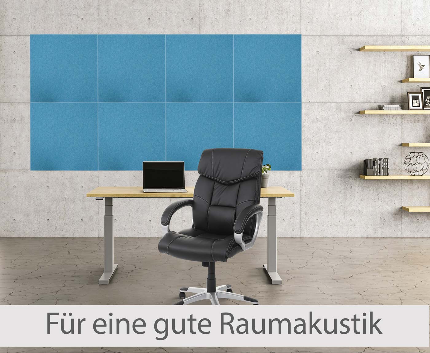 Cosmo Casa - Set van 4 Akoestische Wandpanelen - Geluidsisolatie - Stoftextiel - 50×50 cm - Blauw