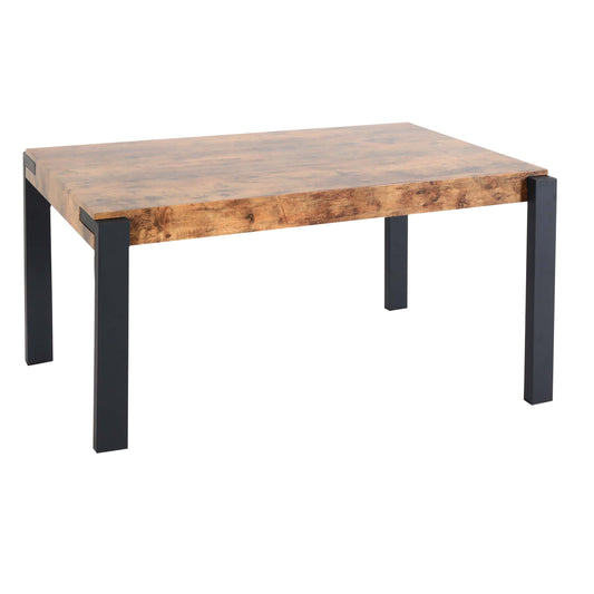 Cosmo Casa - Eettafel - Industrieel metaal frame - Hout - Donker wild eiken - 140×80 cm