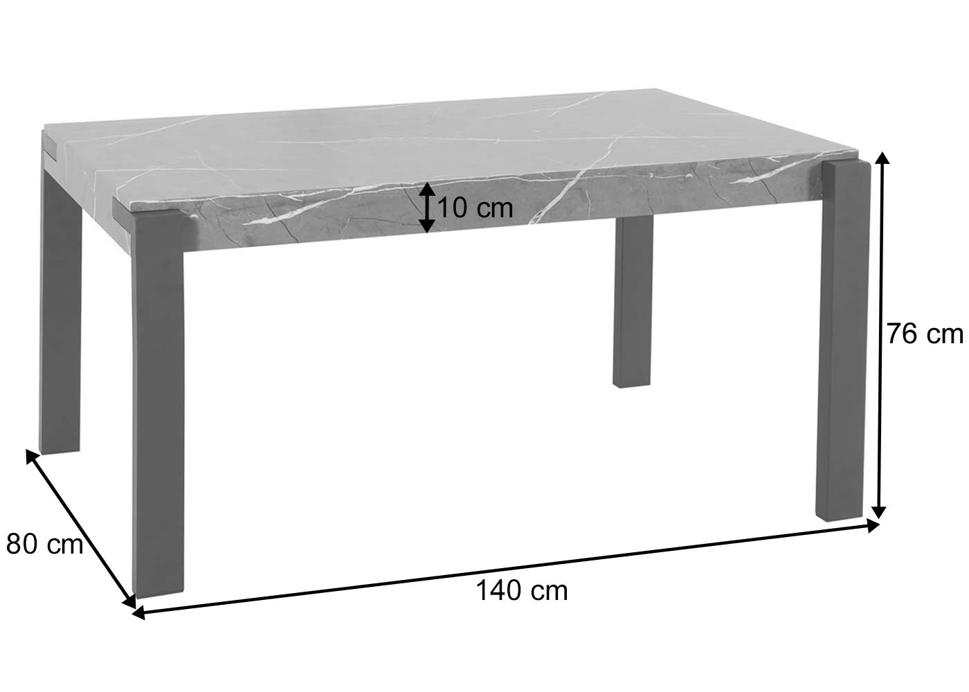 Cosmo Casa - Eettafel - Industrieel metaal frame - Hout - Donker wild eiken - 140×80 cm