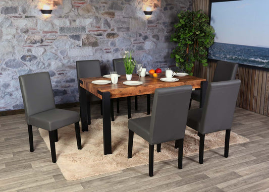 Cosmo Casa - Eettafel - Industrieel metaal frame - Hout - Donker wild eiken - 140×80 cm