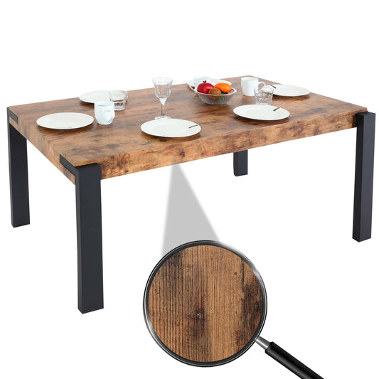 Cosmo Casa - Eettafel - Industrieel metaal frame - Hout - Donker wild eiken - 140×80 cm