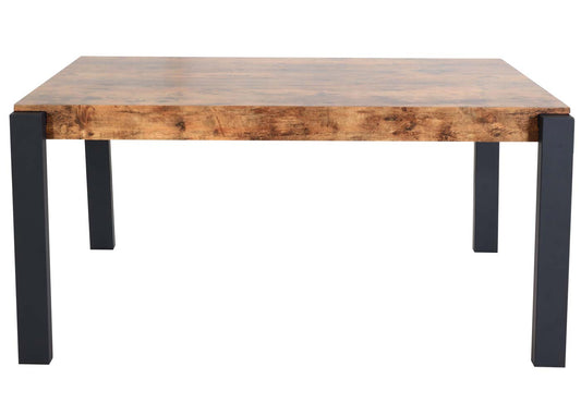 Cosmo Casa - Eettafel - Industrieel metaal frame - Hout - Donker wild eiken - 140×80 cm