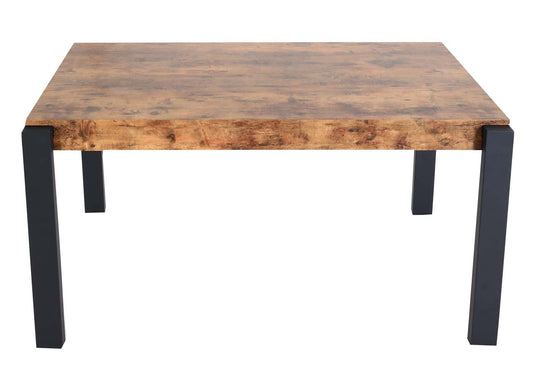 Cosmo Casa - Eettafel - Industrieel metaal frame - Hout - Donker wild eiken - 140×80 cm