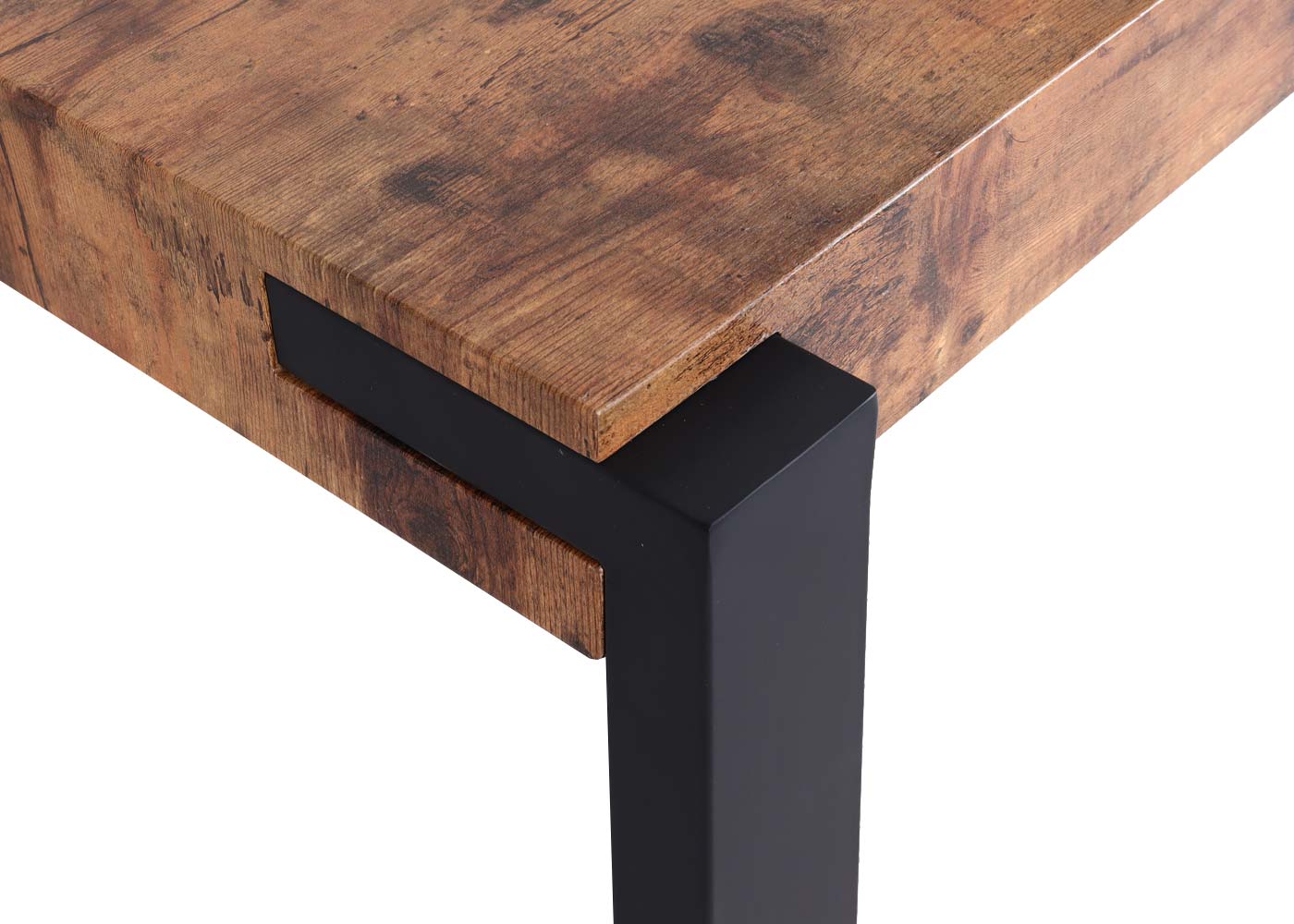 Cosmo Casa - Eettafel - Industrieel metaal frame - Hout - Donker wild eiken - 140×80 cm