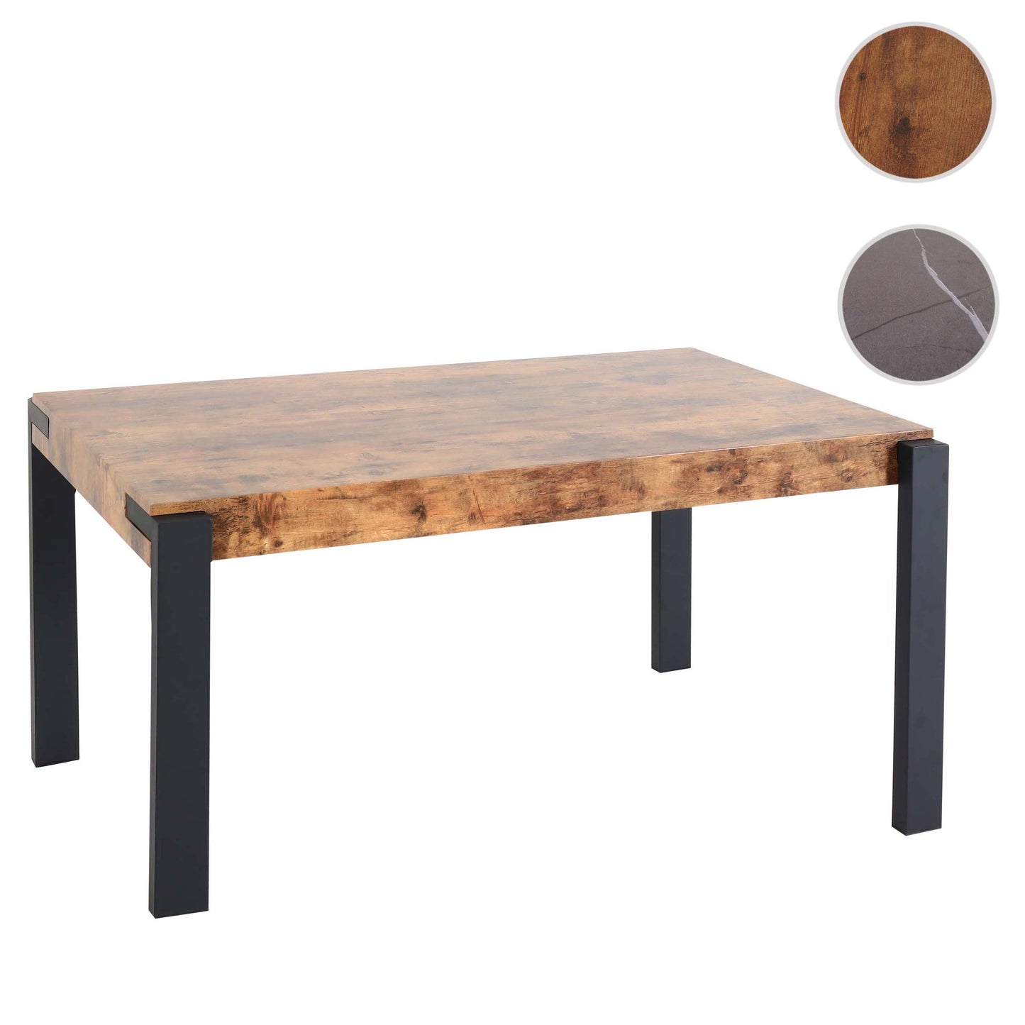 Cosmo Casa - Eettafel - Industrieel metaal frame - Hout - Donker wild eiken - 140×80 cm