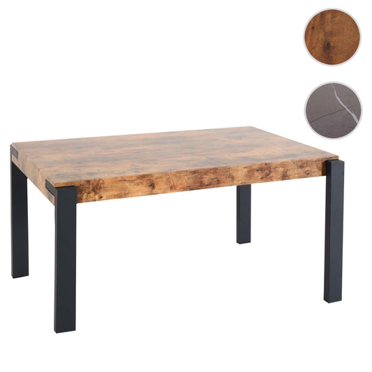 Cosmo Casa - Eettafel - Industrieel metaal frame - Hout - Donker wild eiken - 140×80 cm