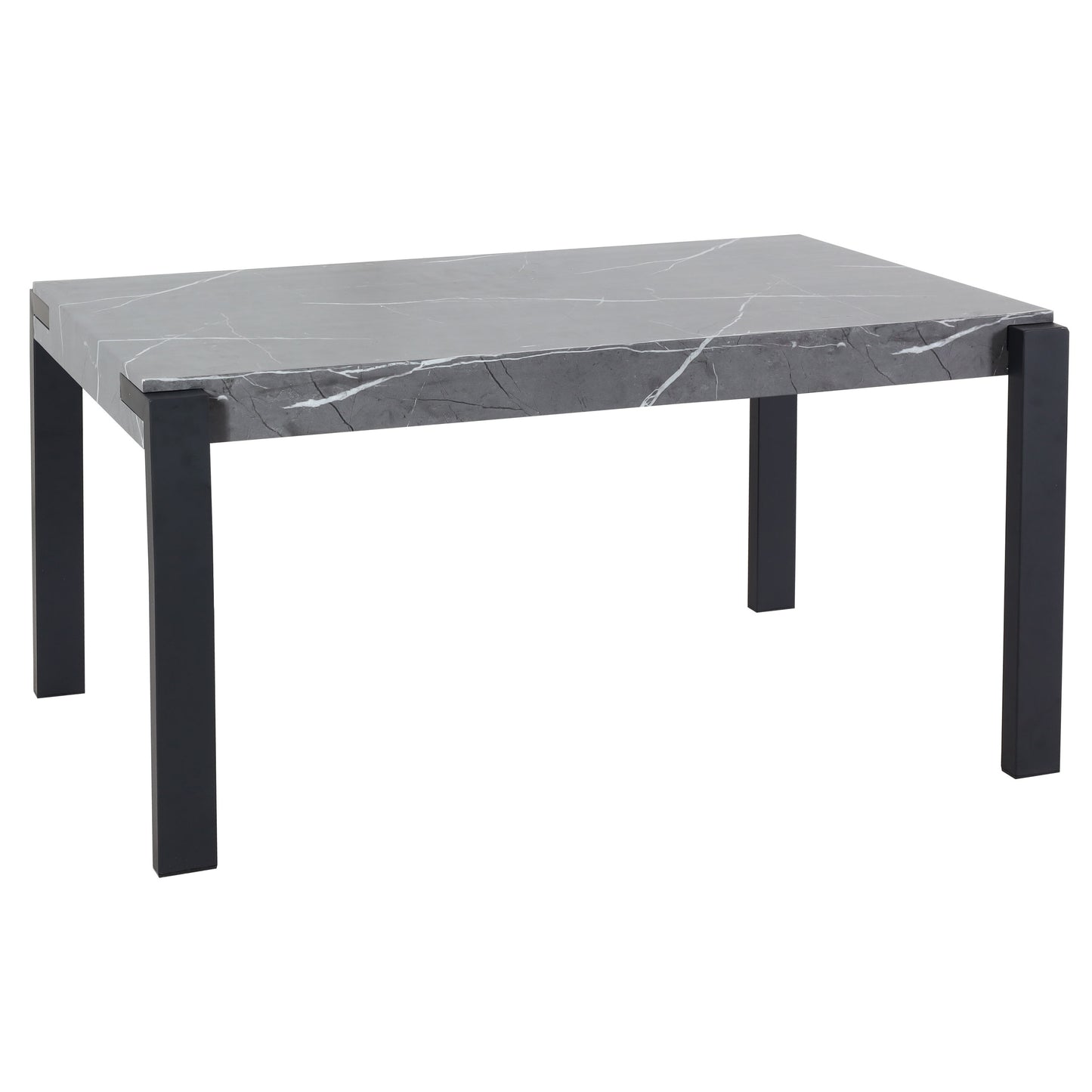 Cosmo Casa - Eettafel - Industrieel metaal frame - Marmerlook - Grijs - 140×80 cm