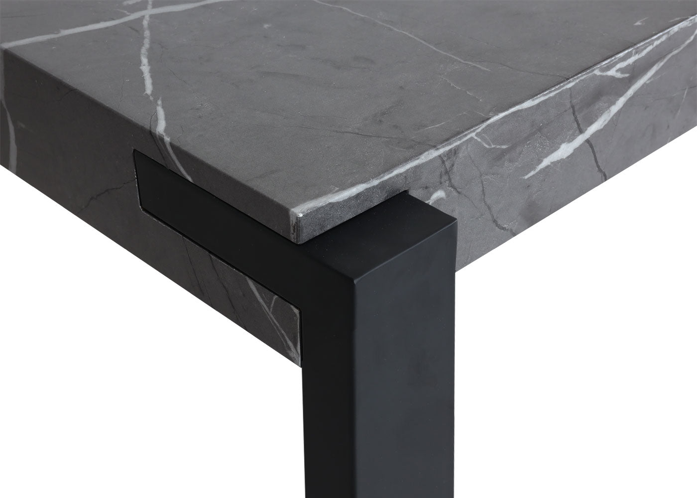 Cosmo Casa - Eettafel - Industrieel metaal frame - Marmerlook - Grijs - 140×80 cm