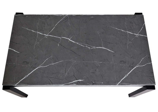 Cosmo Casa - Eettafel - Industrieel metaal frame - Marmerlook - Grijs - 140×80 cm