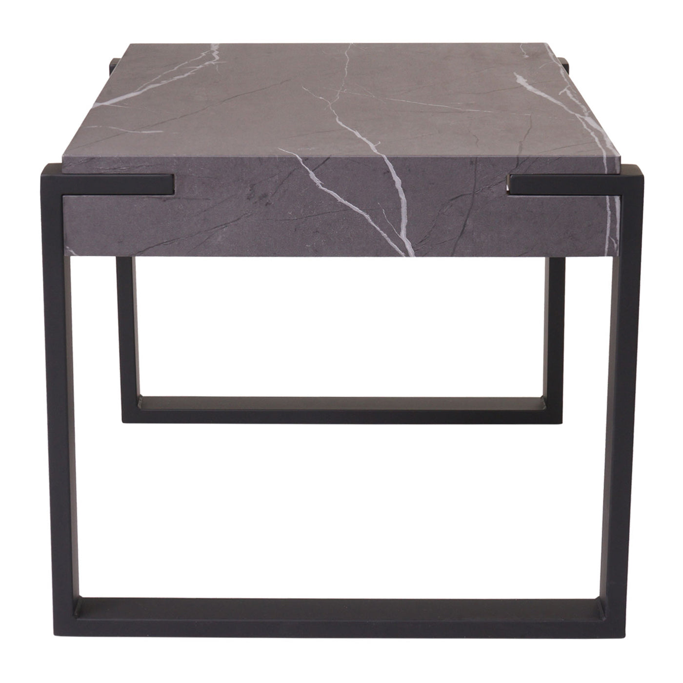 Cosmo Casa - Bijzettafel - Salontafel & Nachtkastje - Metaal & MDF - Marmerlook Grijs - 51×50×54 cm