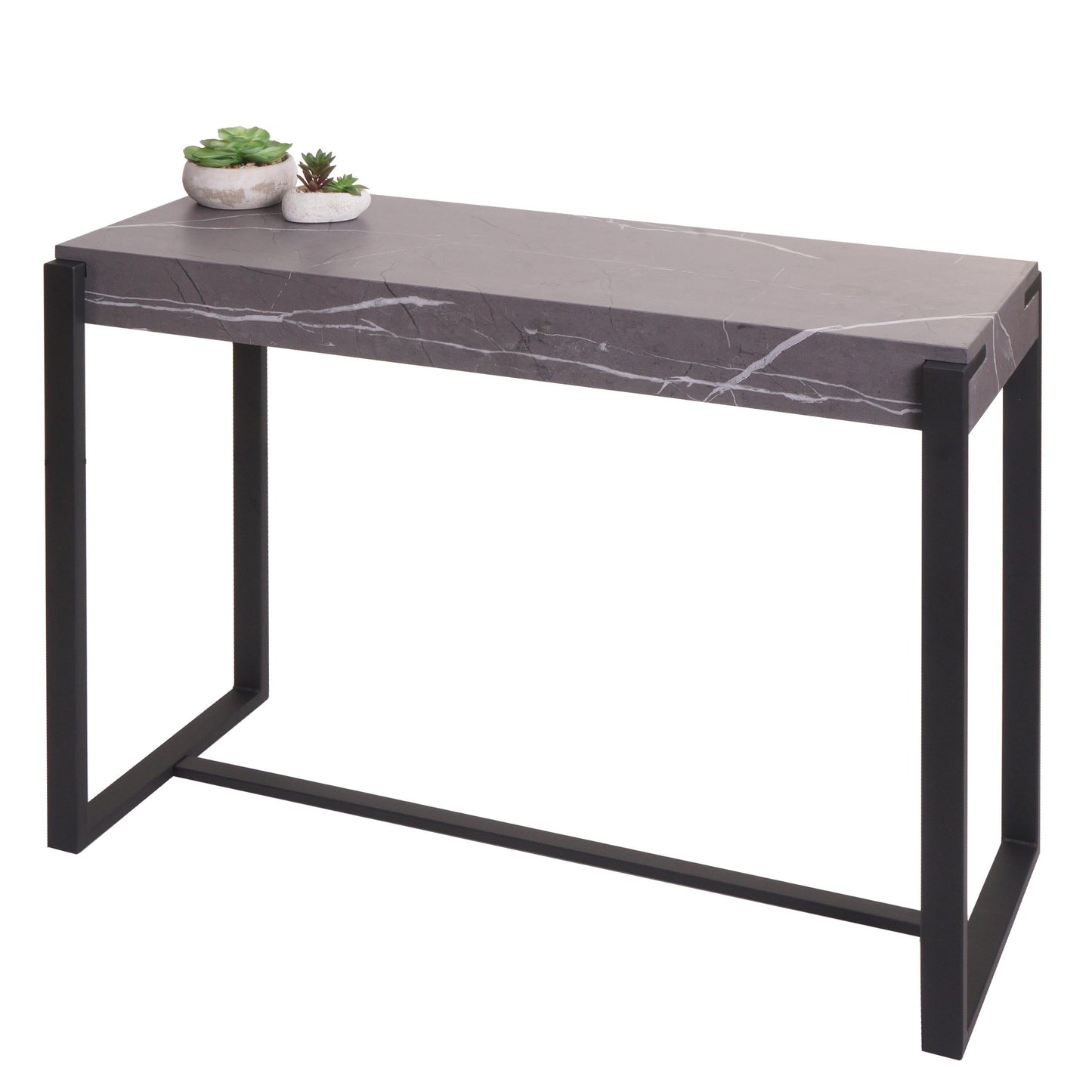 Cosmo Casa - Consoletafel - Telefoontafel & Werktafel - Metaal - Marmerlook Grijs - 81×100×40 cm