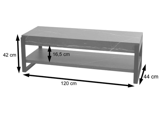 Cosmo Casa - TV-rek - Lowboard - Houtlook & Metaal - Marmerlook Grijs - 42×120×44 cm