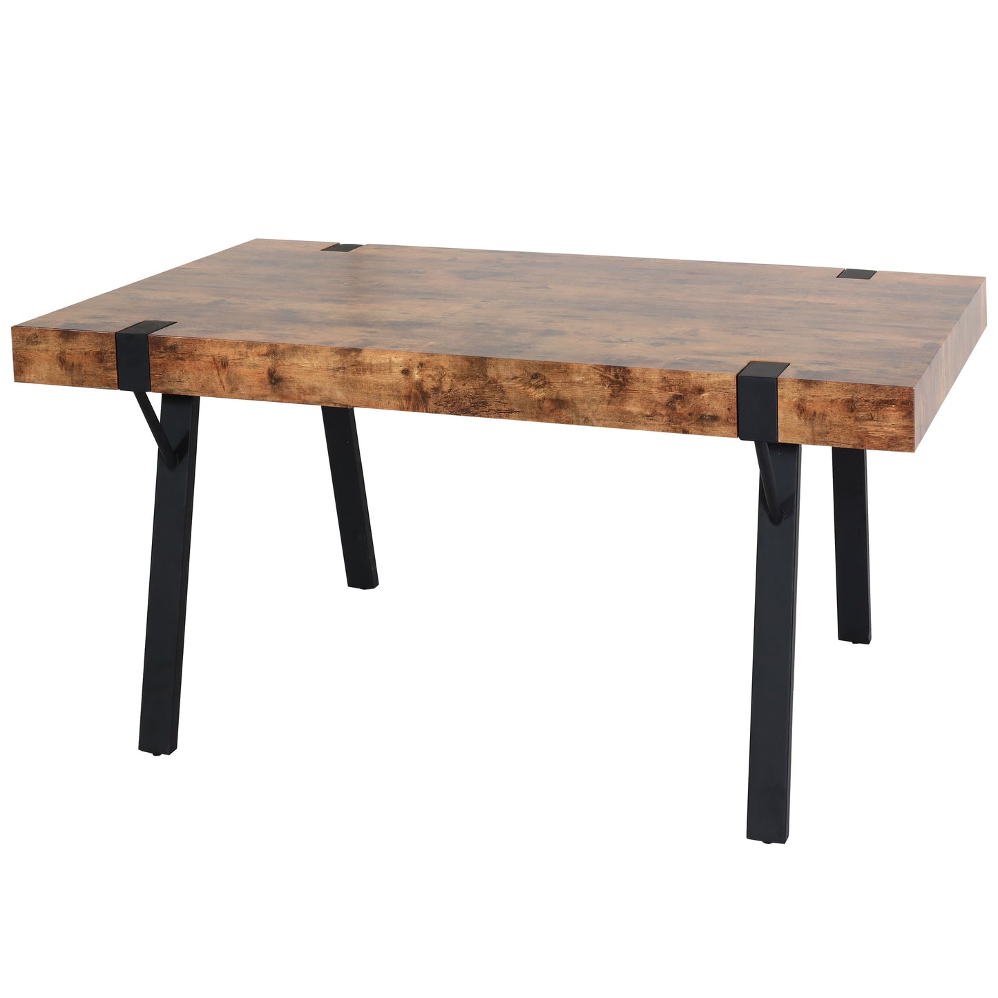 Cosmo Casa - Eettafel - Industrieel metaal frame - Hout - Donker wild eiken - 150×90 cm