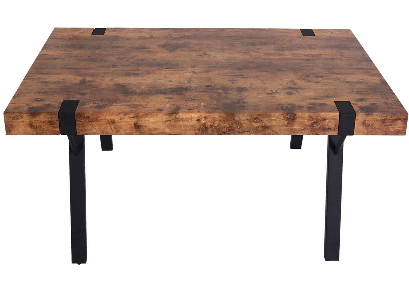 Cosmo Casa - Eettafel - Industrieel metaal frame - Hout - Donker wild eiken - 150×90 cm