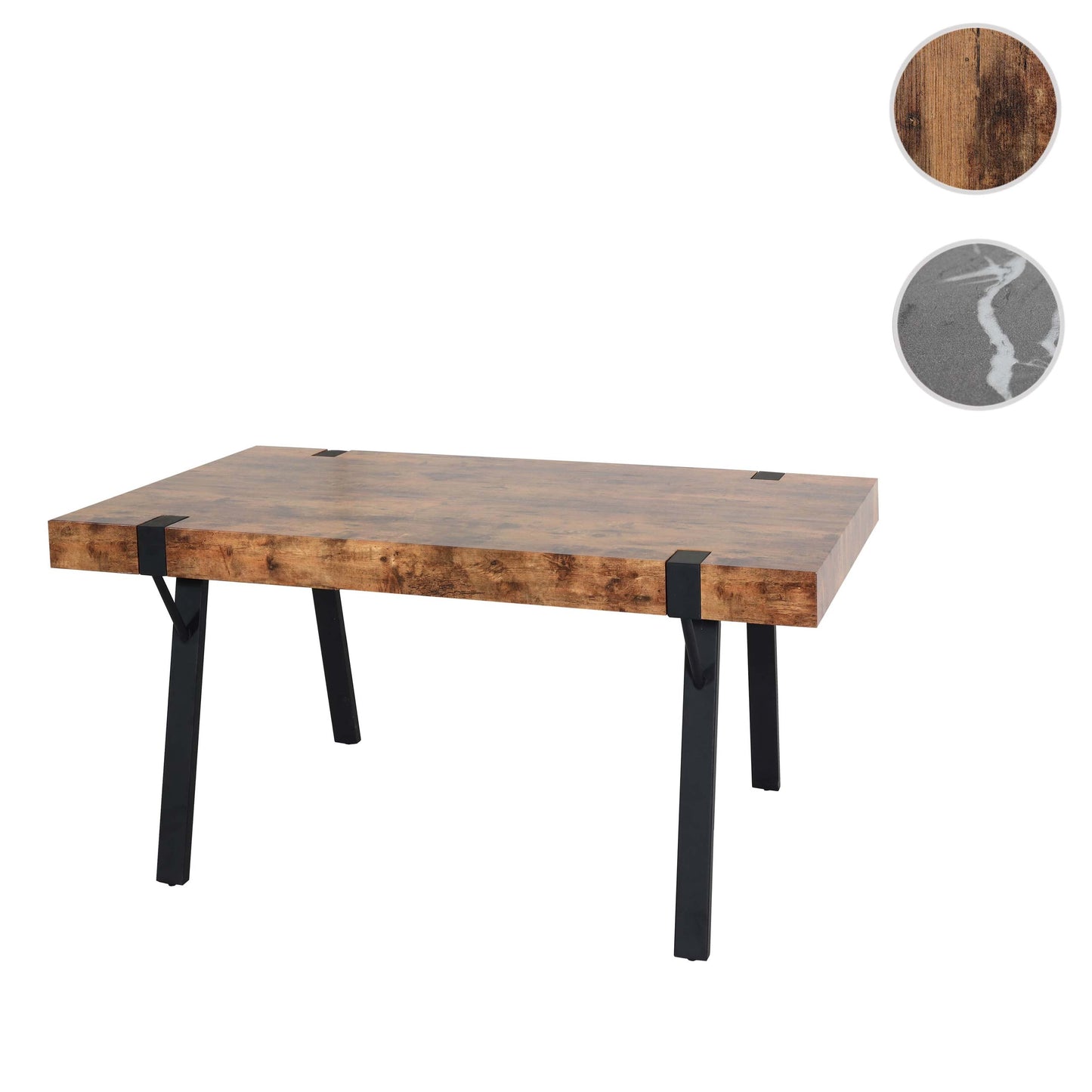 Cosmo Casa - Eettafel - Industrieel metaal frame - Hout - Donker wild eiken - 150×90 cm