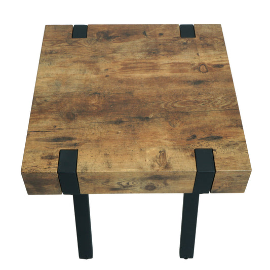 Cosmo Casa - Bijzettafel - Salontafel & Nachtkastje - MDF & Metaal - Dark Wild Eiken - 50×50×50 cm