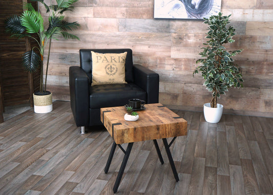 Cosmo Casa - Bijzettafel - Salontafel & Nachtkastje - MDF & Metaal - Dark Wild Eiken - 50×50×50 cm