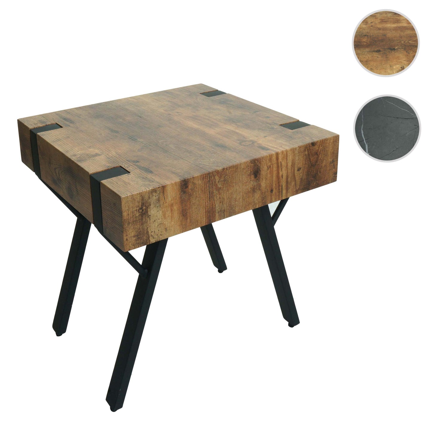 Cosmo Casa - Bijzettafel - Salontafel & Nachtkastje - MDF & Metaal - Dark Wild Eiken - 50×50×50 cm