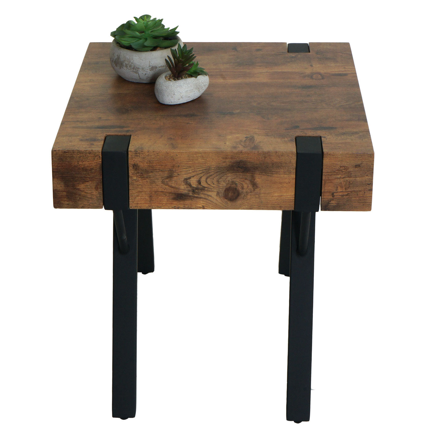 Cosmo Casa - Bijzettafel - Salontafel & Nachtkastje - MDF & Metaal - Dark Wild Eiken - 50×50×50 cm