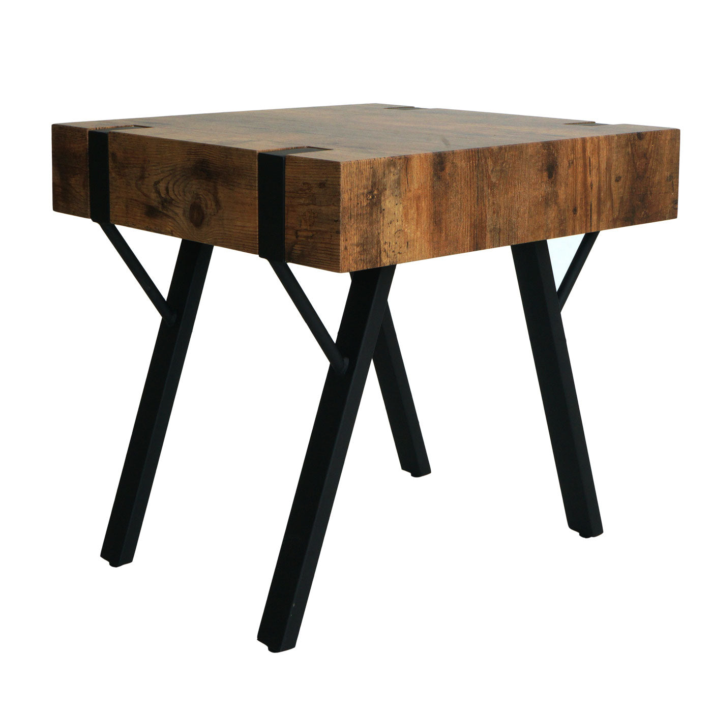 Cosmo Casa - Bijzettafel - Salontafel & Nachtkastje - MDF & Metaal - Dark Wild Eiken - 50×50×50 cm